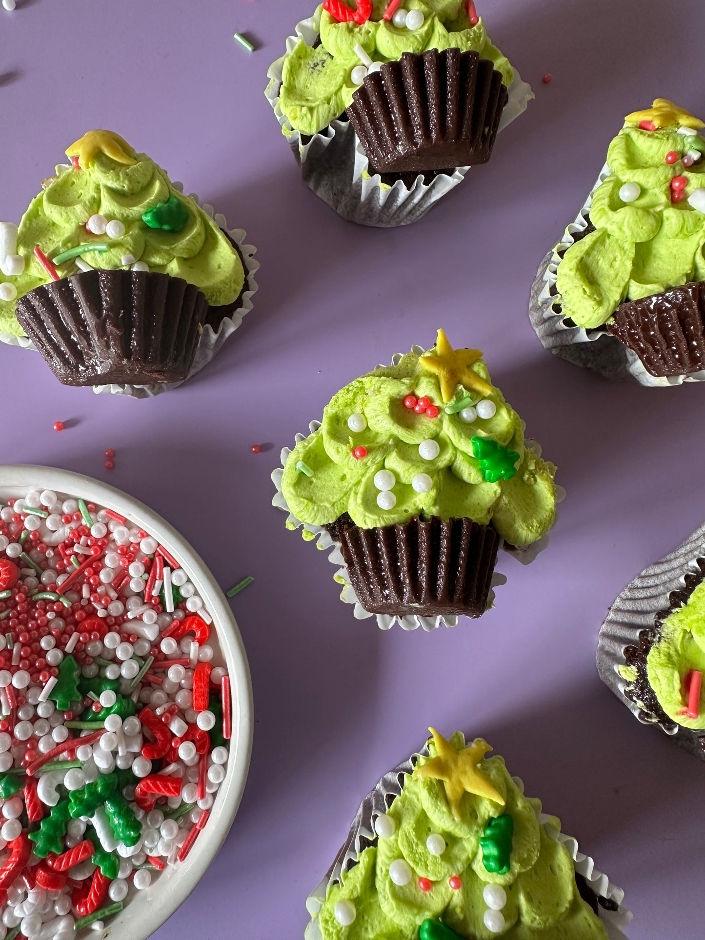 Nutella Ermine Christmas Tree Cupcakes